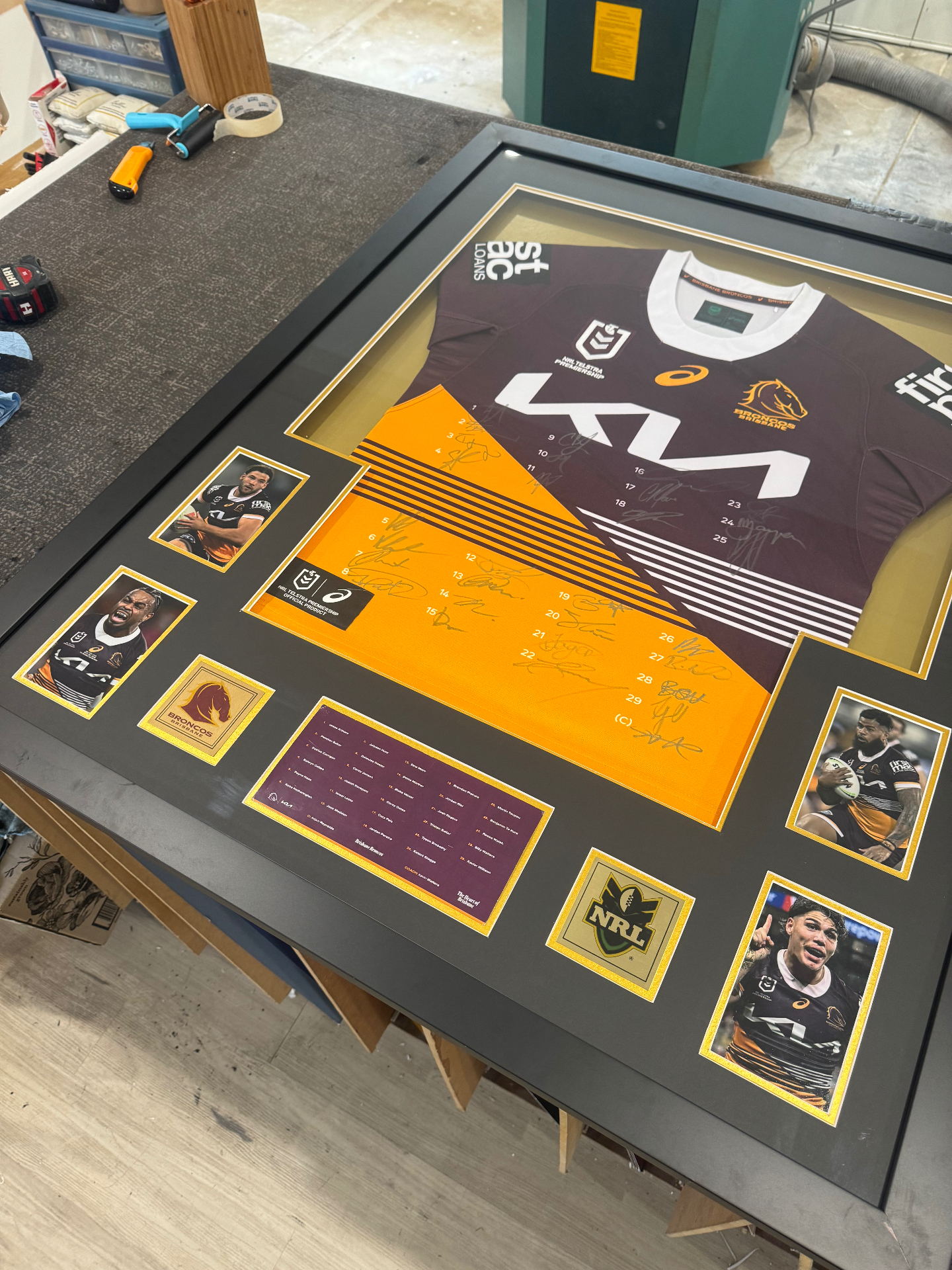 Framed sports jersey memorabilia